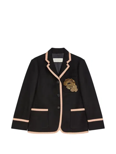 Dries Van Noten Embroidered Wool Blazer In Black