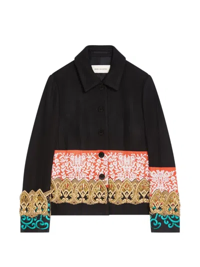 Dries Van Noten Embroidered Wool Blazer In Black
