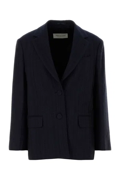 Dries Van Noten Embroidered Wool Blend Birdys Blazer In Blue