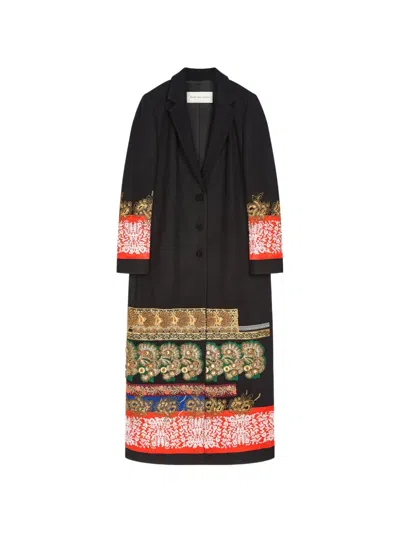 Dries Van Noten Womens Black Richy Single-breasted Wool Coat