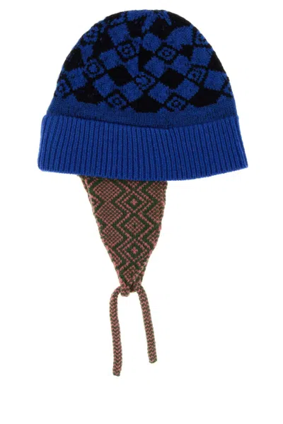 Dries Van Noten Embroidered Wool Marvin Beanie Hat For Men In Blue