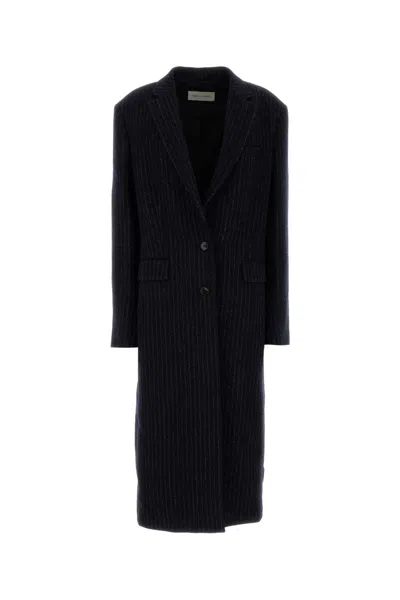 Dries Van Noten Embroidered Wool Raftan Coat In Blue