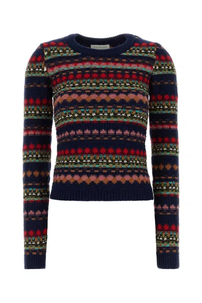 Dries Van Noten Embroidered Wool Sweater In Blue