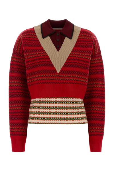 Dries Van Noten Embroidered Wool-blend Toinette Sweater In Red