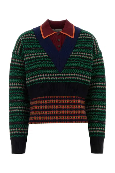 Dries Van Noten Embroidered Wool-blend Toinette Sweater In Green