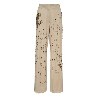 Dries Van Noten Embroidery Pants In Neutral
