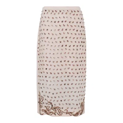 Dries Van Noten Embroidery Skirt In White