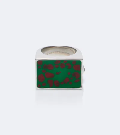 Dries Van Noten Enamel Signet Ring In Green