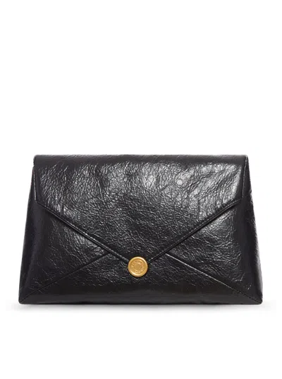 Dries Van Noten Medium Textured-leather Clutch In Black