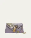 Dries Van Noten Womens  Envelope Embellished Woven Clutch Bag In 403 Lilac