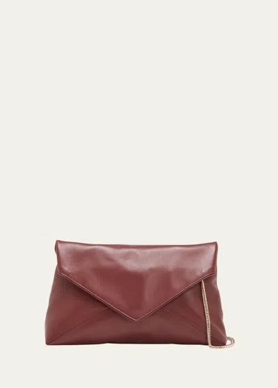 Dries Van Noten Envelope Flap Leather Clutch Bag In Rust 701