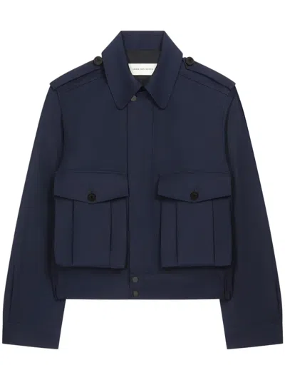 Dries Van Noten Epaulettes Cropped Jacket In Blue