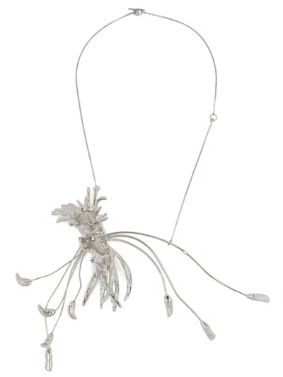 Dries Van Noten 'exotic Flower' Necklace In Silver