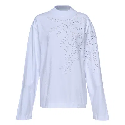 Dries Van Noten Eyelet Embroidery Long Sleeve Top In Multi