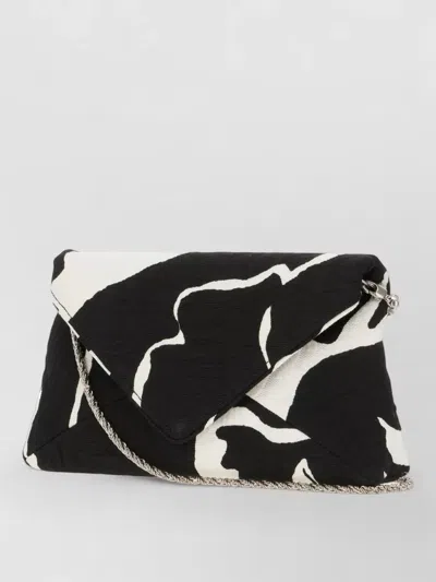 Dries Van Noten Fabric Envelope Clutch Bag Chain Strap In Black