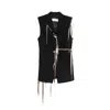 Dries Van Noten Sleeveless Wool Jacket With Contrasting Drawstring And Tailored Cut In Black
