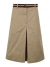 Dries Van Noten Cotton Midi Skirt With Belt In Brown