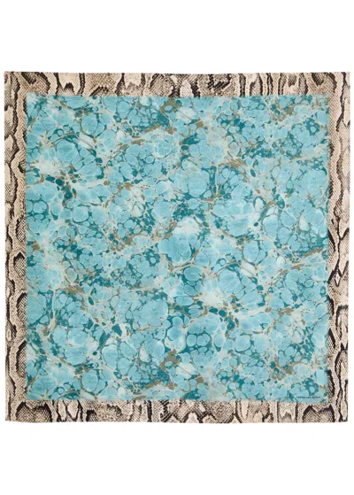 Dries Van Noten Fallyn Printed Silk-satin Scarf In Turquoise