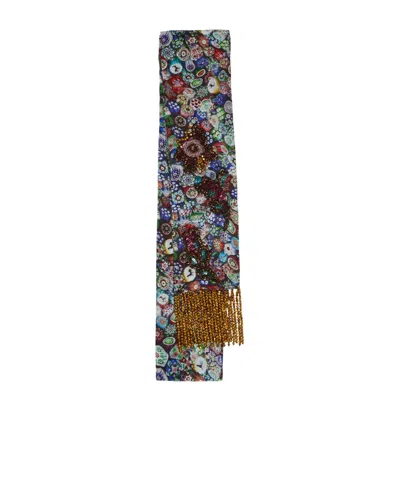 Dries Van Noten Fani Printed Embellished Chiffon Scarf In Multi
