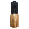 Dries Van Noten Faux Fur Accent Midi Vest Dress In Black And Brown Cotton In Black