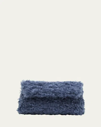 Dries Van Noten Faux-fur Clutch Bag In Blue