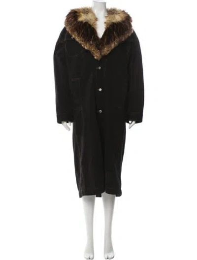 Pre-owned Dries Van Noten Faux Fur Coat In Black