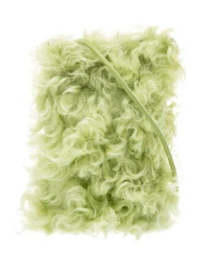 Pre-owned Dries Van Noten Faux Fur Evening Bag In Green