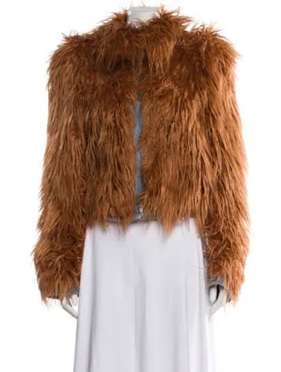 Pre-owned Dries Van Noten Faux Fur Jacket In Brown