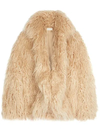 Dries Van Noten Faux-fur Jacket In Beige