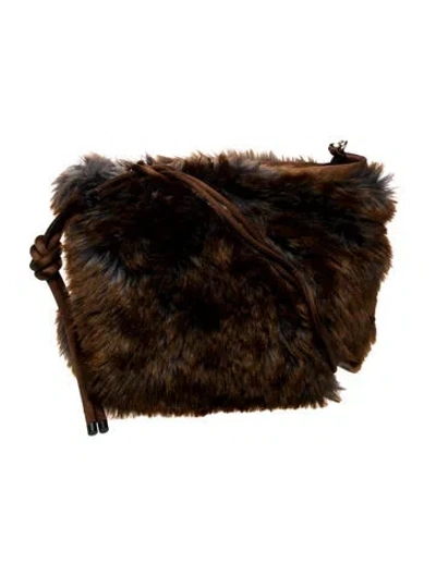 Pre-owned Dries Van Noten Faux Fur Shoulder Bag In Brown