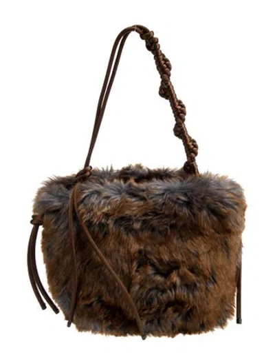 Pre-owned Dries Van Noten Faux Fur Shoulder Bag In Brown