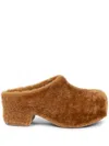 Dries Van Noten Shearling Cozy Slide Clogs In Brown