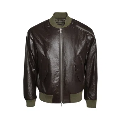 Pre-owned Dries Van Noten Faux-leather Bomber Jacket 'khaki' | Brown | Men's Size M