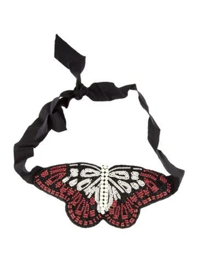 Pre-owned Dries Van Noten Faux Pearl & Crystal Butterfly Choker Necklace, 38" In Multi