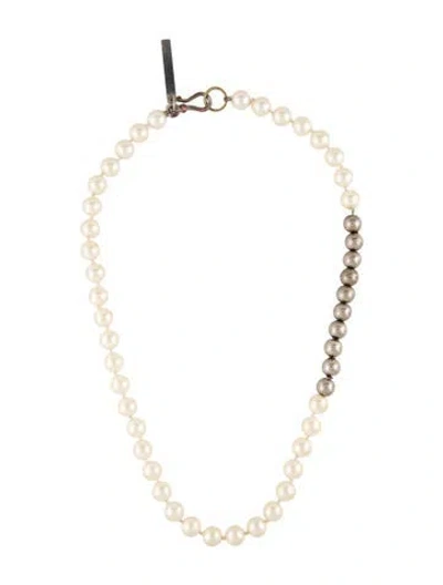 Pre-owned Dries Van Noten Faux Pearl Bead Strand Necklace, 18" In White