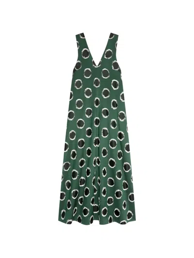 Dries Van Noten Fil Coupé Silk Maxi Dress In Green
