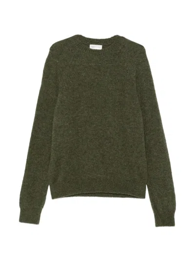 Dries Van Noten Fine-knit Silk And Nylon Sweater With Classic Crew Neckline In Green
