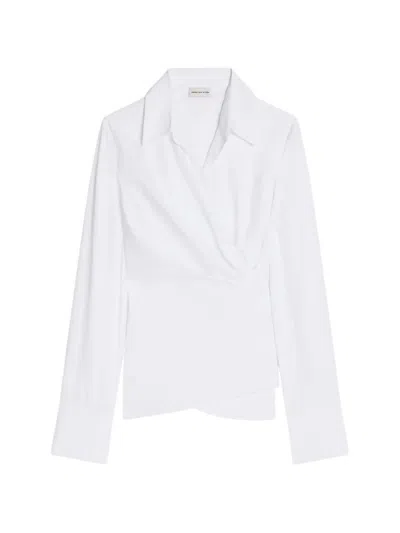 Dries Van Noten Fitted Cotton Wrap Shirt In White