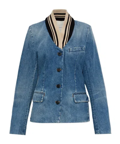 Dries Van Noten Fitted Denim Blazer In Blue