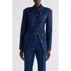 Dries Van Noten Navy Press-stud Denim Jacket In Blue