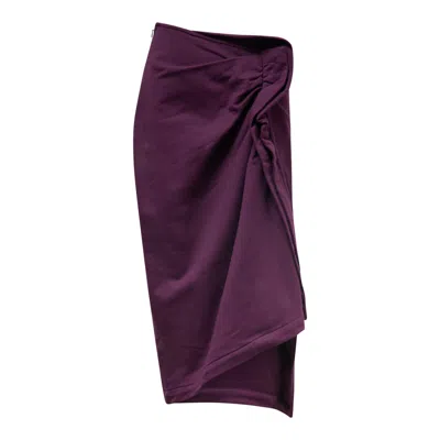 Dries Van Noten Fitted Draped Skirt In Purple