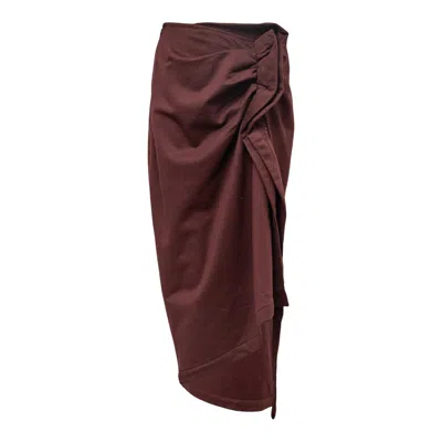 Dries Van Noten Fitted Drapped Skirt In Brown