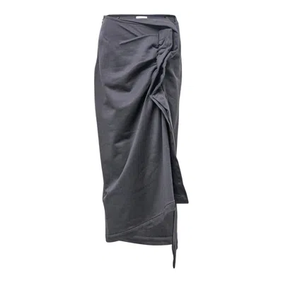Dries Van Noten Fitted Drapped Skirt In Gray