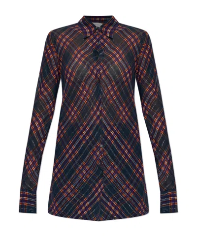 Dries Van Noten Fitted Lurex Shirt In Brown