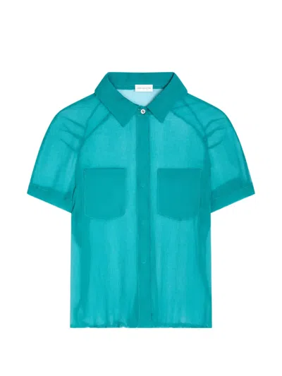 Dries Van Noten Fitted Silk Shirt In Green