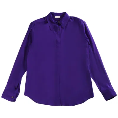 Pre-owned Dries Van Noten Fitted Silk Shirt 'purple' | Women's Size 40