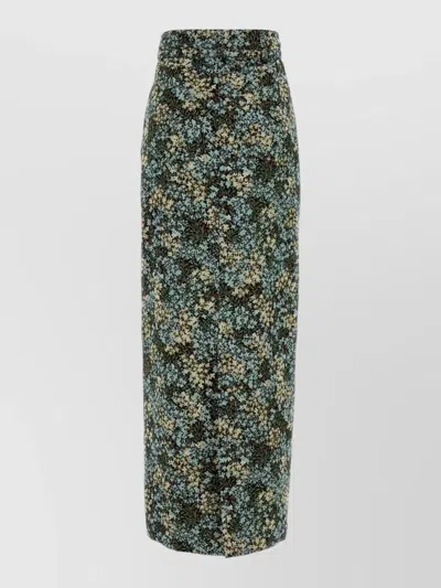 Dries Van Noten Floral Embroidered Canvas Skirt In Multi
