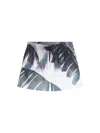 DRIES VAN NOTEN DRIES VAN NOTEN FITTED SWIM SHORTS WITH A GIANT WATERCOLOR PALM TREE PRINT.