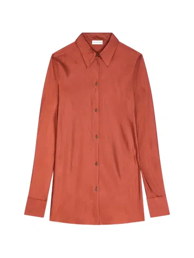 Dries Van Noten Fitted Viscose Shirt In Orange