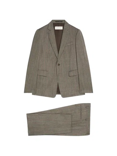 Dries Van Noten Flap-pocket Suit In Brown